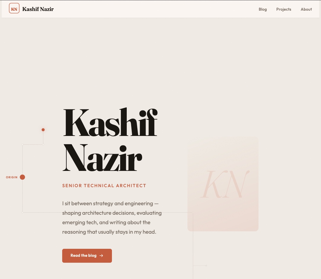 The finished kashifnazir.com homepage