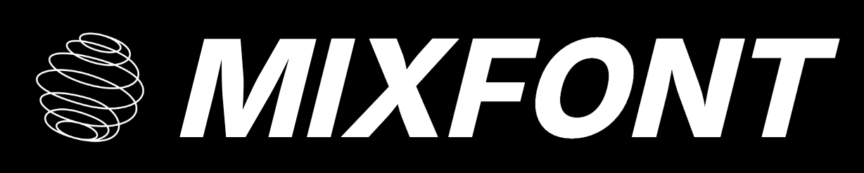 The Mixfont logo in white on a black background